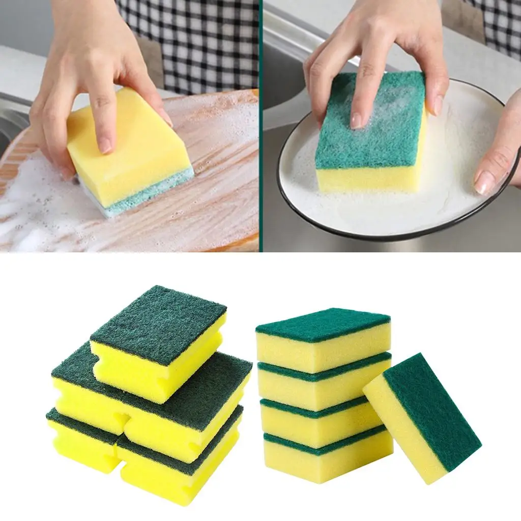 5pcs Kitchen Cleaning Sponges Anti-scratch Dish Bowl Scrubbers Pads Dual Sided