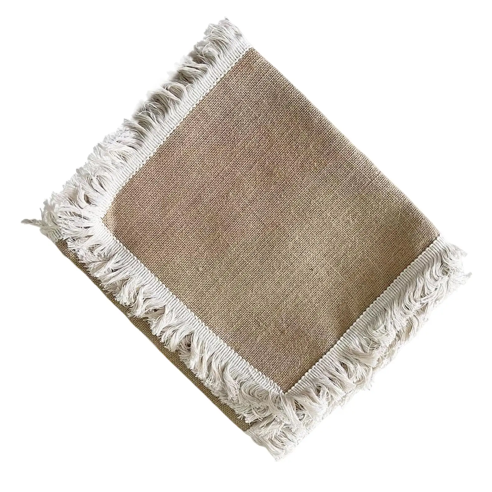 Jute Table Runner Tassel Decoration Woven Breathable Beige Tablecloth for Kitchen Banquet Picnic Tables Gardens Coffee Tables