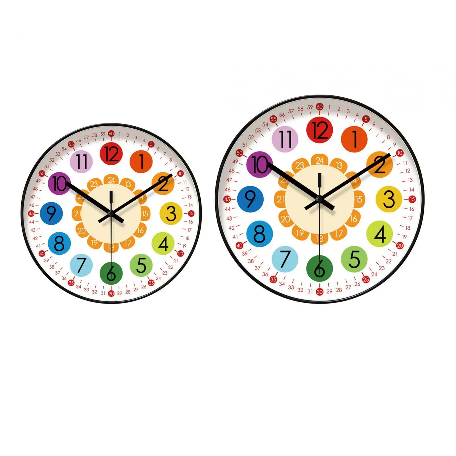 Kids Wall Clock Wall Art Clock Unique Telling Time Teaching Clock Children Clock for Kitchen Home Study Room Dining Room Indoor