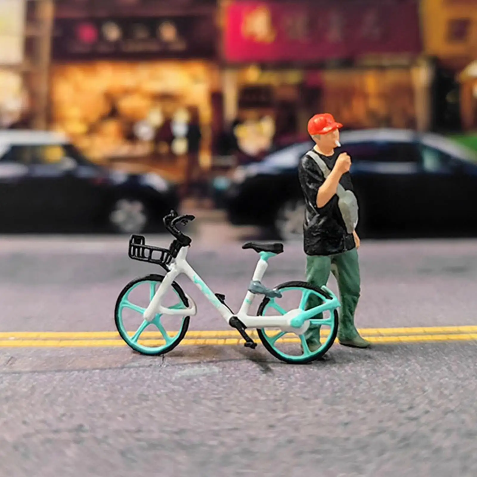 Hand Painted 1/64 Tiny People with Bike  Scenes Building Diorama Railway Toys Children Toys Decoration for  DIY Projects