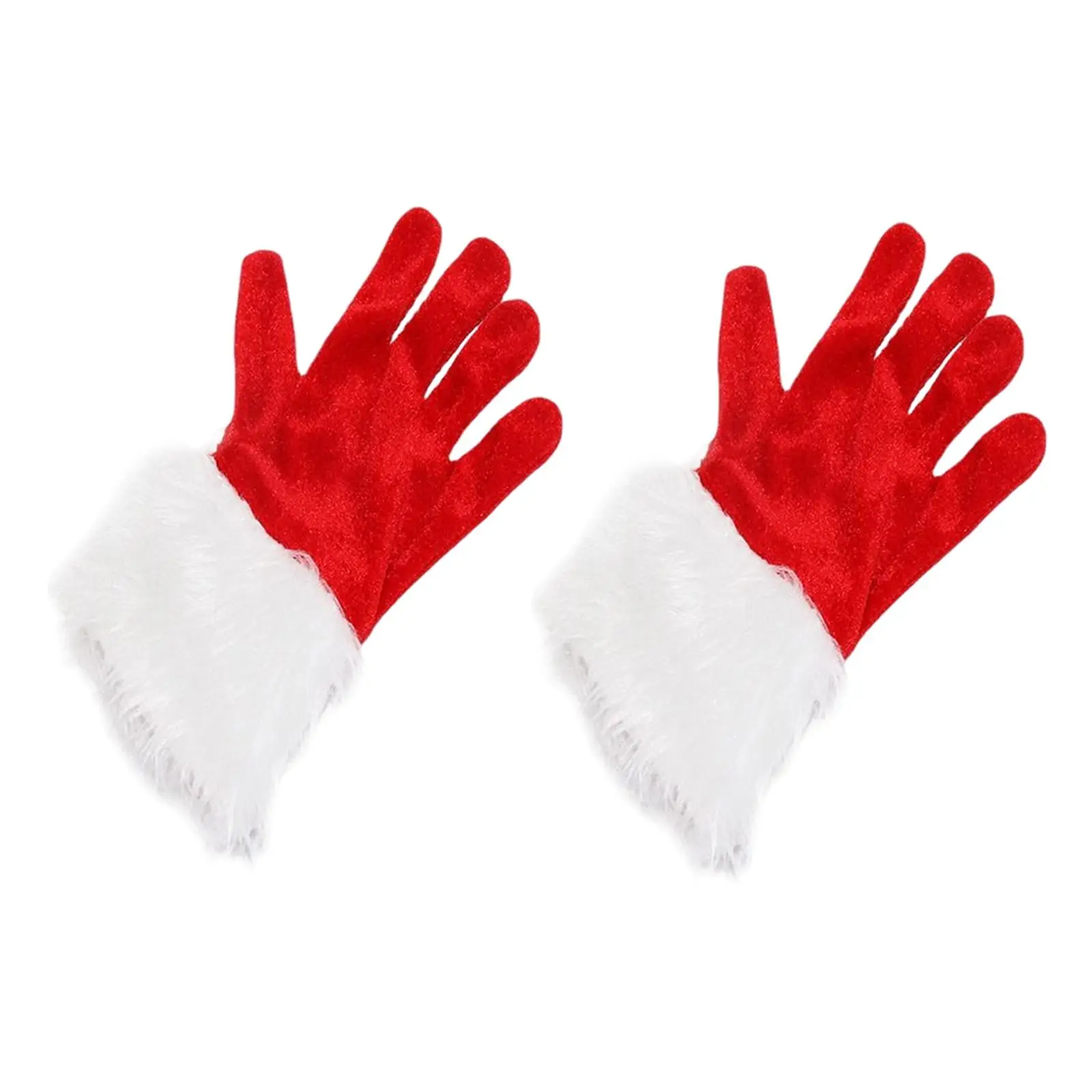 Red Gloves Winter with White Furry Elegant Multifunction Durable Short for Women, Kids Wedding Girls Cosplay Party