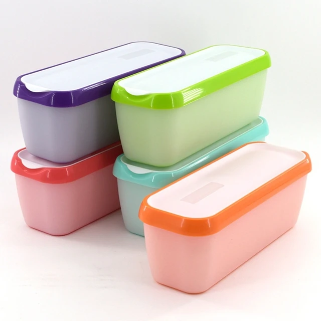 4 Colors Rectangular Ice Cream Box Reusable Ice Cream Tub Storage Container  For Homemade Ice Cream Sorbets Yogurts Storage J3e0 - AliExpress