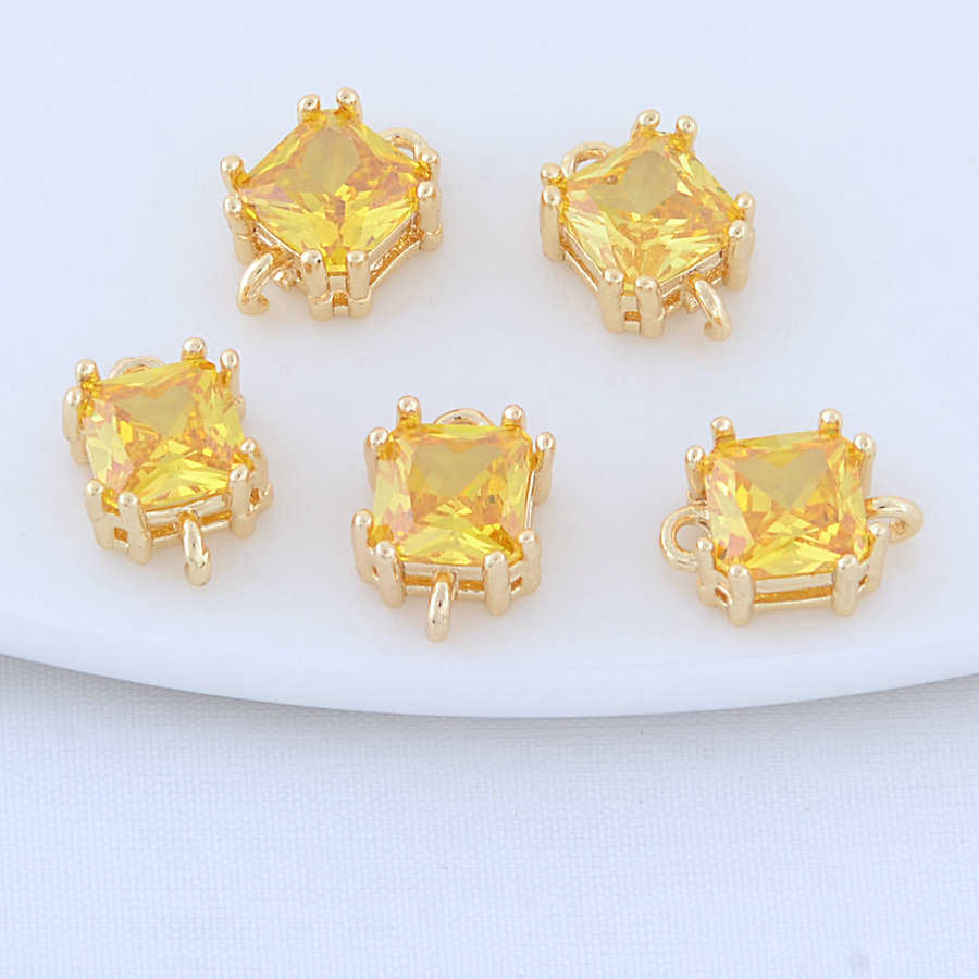 7.5*10,5mm 14 Karat Gold Messing mit Zirkon Quadrat 2 Löcher verbinden Charms Anhänger Halskette Ohrringe Schmuck herstellung Zubehör – Detail 11
