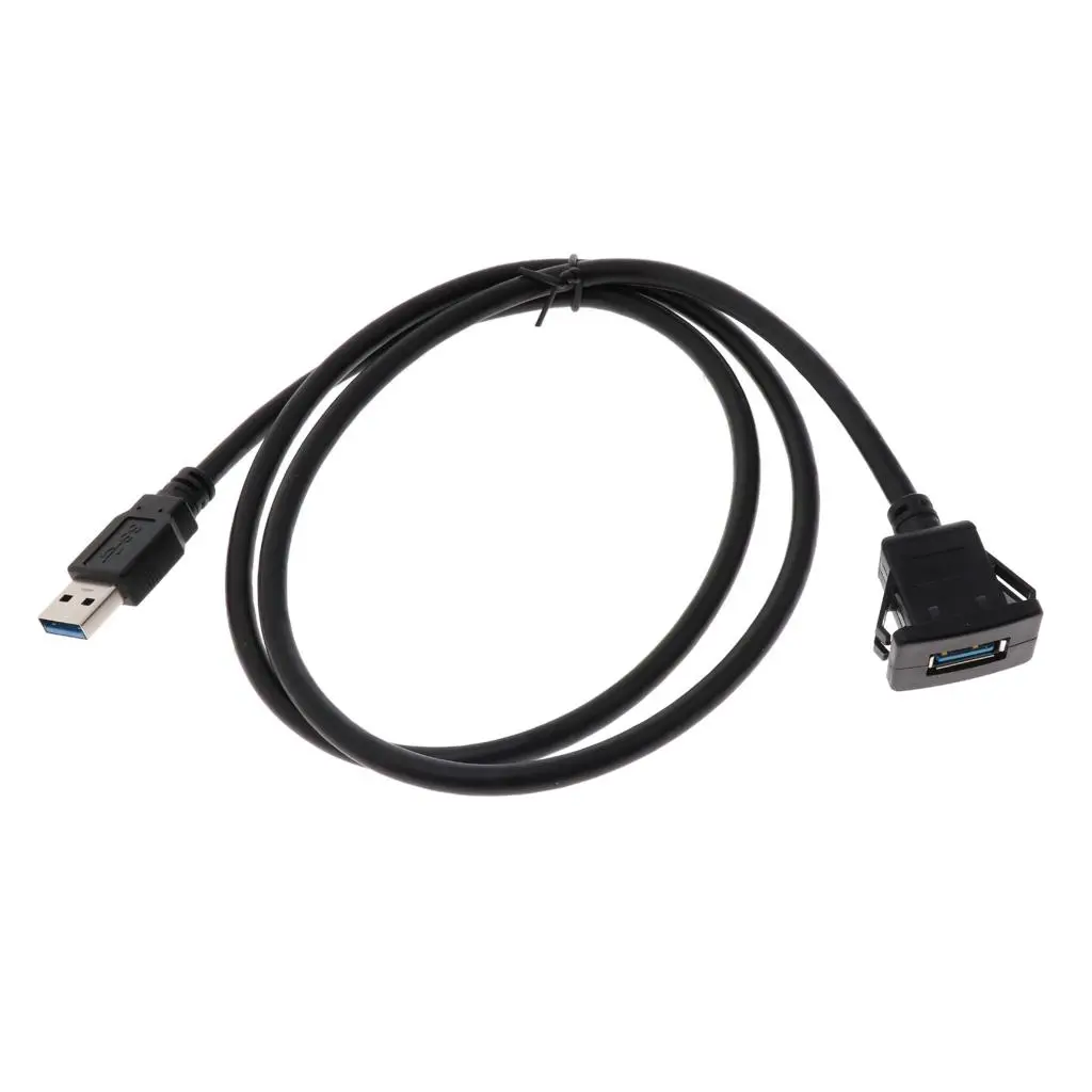 2x Car USB3.0 Extension Panel Flush Mount Cable Dashboard Kit Square 1m