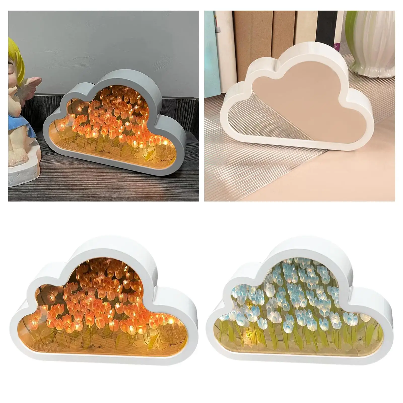 DIY Clouds Night Light Photo Frame Table Lights Small Night Light Table Lamps for Holiday Party Living Room Desktop Gifts