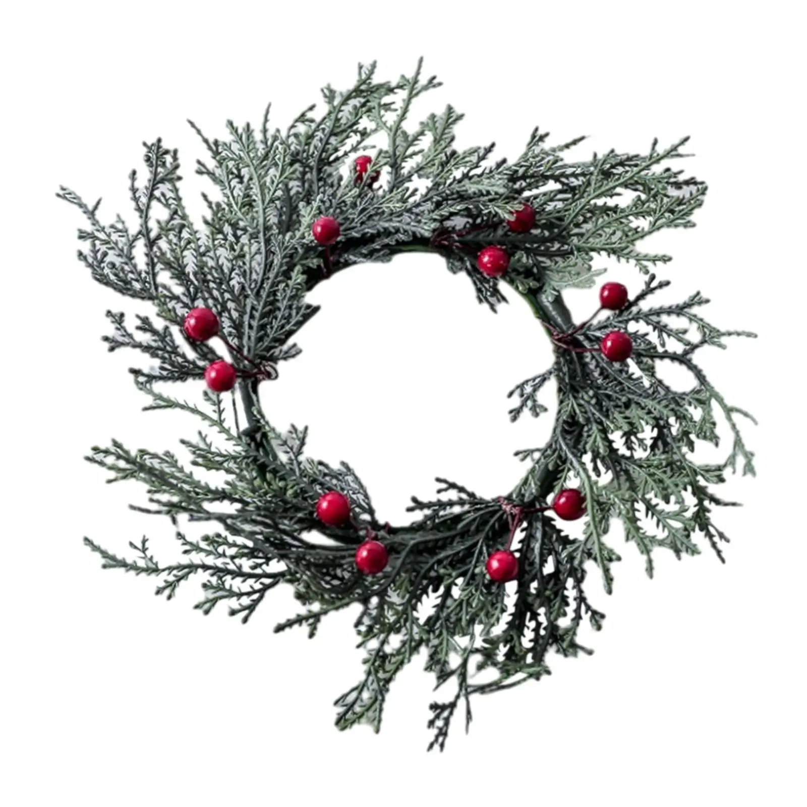 Christmas Candle Ring 8inch Artificial Wreath Christmas Garland Ornament for Pillars Farmhouse Holiday Party Home Table Decor