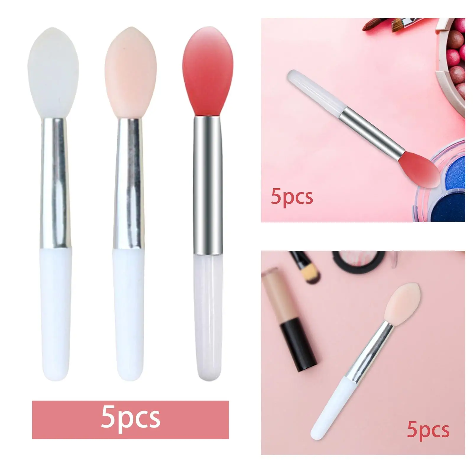 5Pcs Silicone Lip Brush Lip Cream Applicator Reusable for Eyeshadow Lip Cream