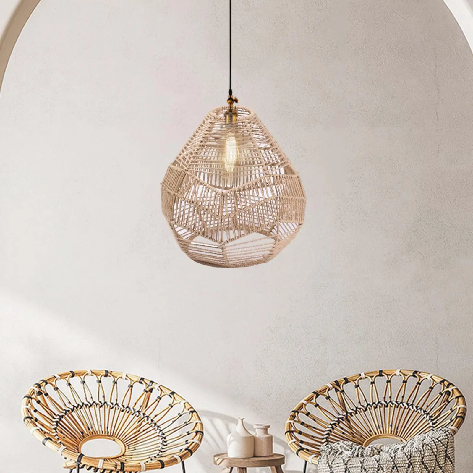 Handwoven Pendant Lamp Shade Light Fixture Shade Lampshade for Restaurant Decoration