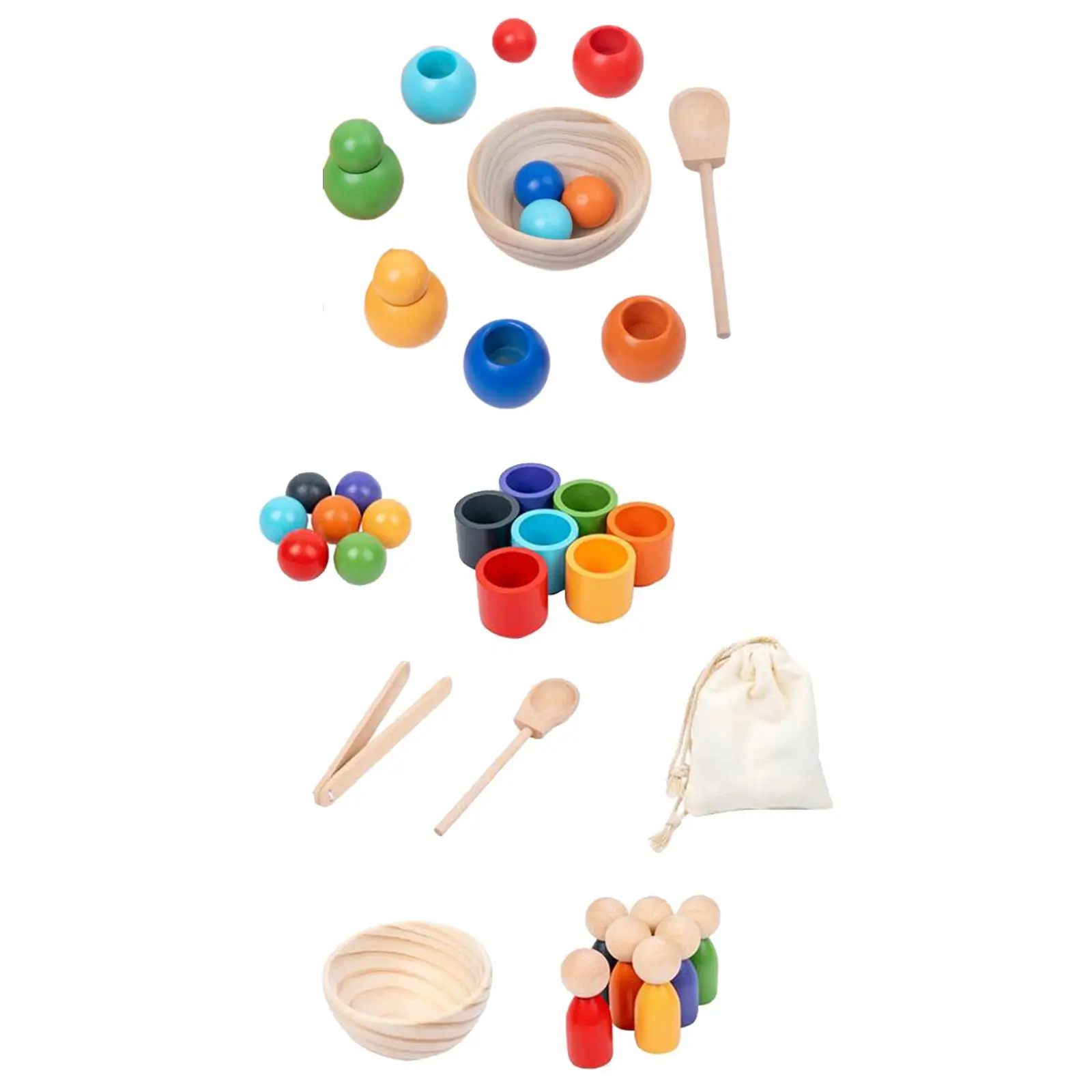 Rainbow Balls in Cups Montessori Toy Fine Motor for Toddlers Baby Board Game Color Sorting and Counting Educational Toys