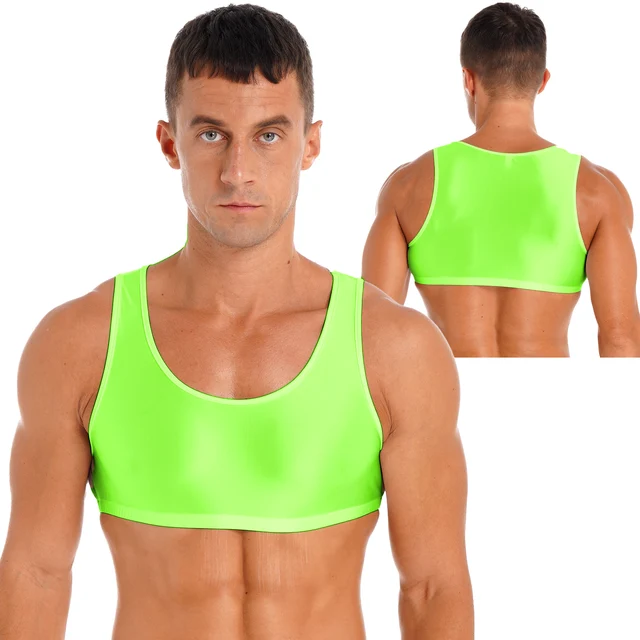 Men's Cropped Tank Top Solid Sleeveless Crop Tops Y Back Shirts Clubwear  Stage Costume