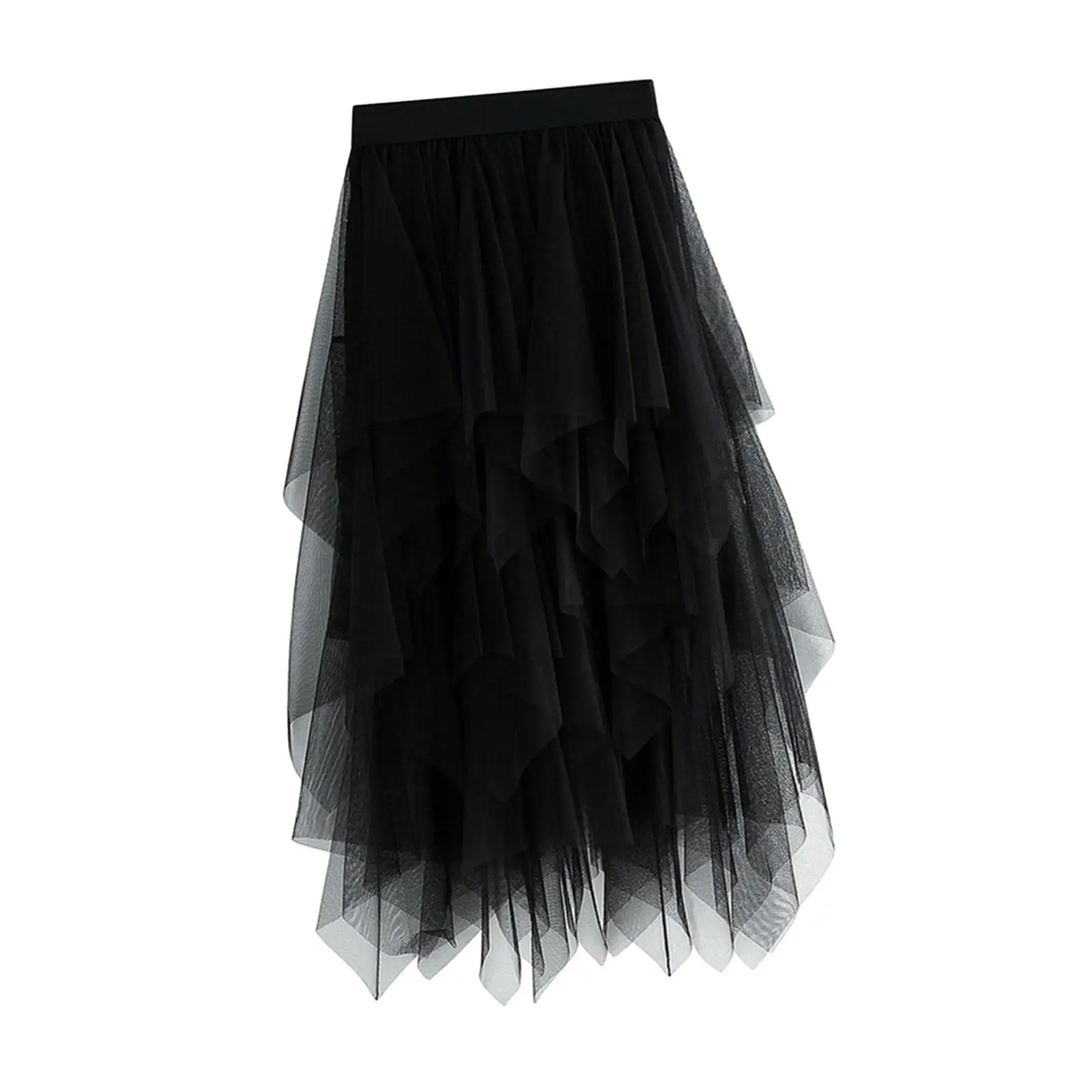 Women`s Tulle Skirt Asymmetrical Midi Skirt A Line Half Skirt Layered Skirt for Wedding Formal Prom Evening Party Dress up