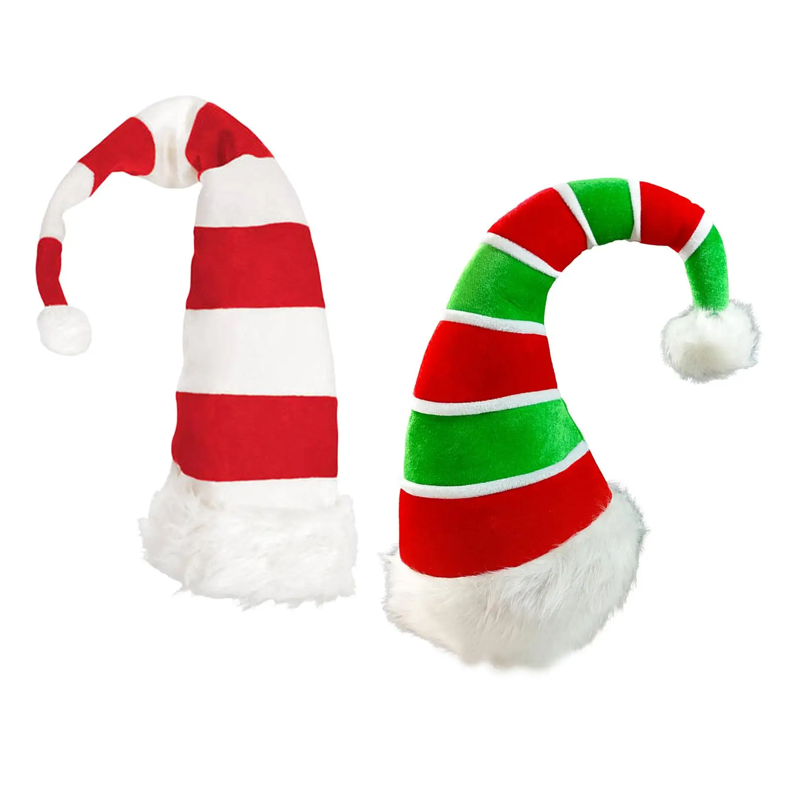 Christmas Hat Decorative Soft Plush Prop Striped Santa Hat for Halloween