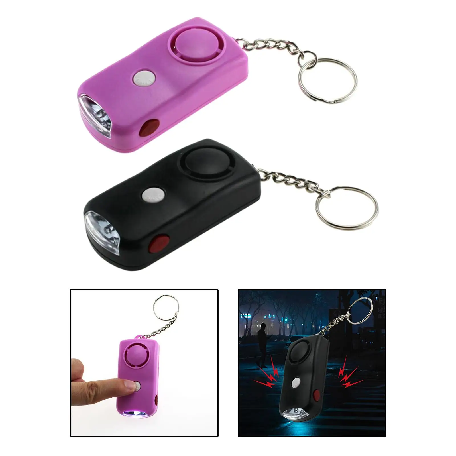 Personal Alarm Keychain Keychain Alarm Security Personal Protection Device with LED Light for Women Men Emergency LED Flashlight