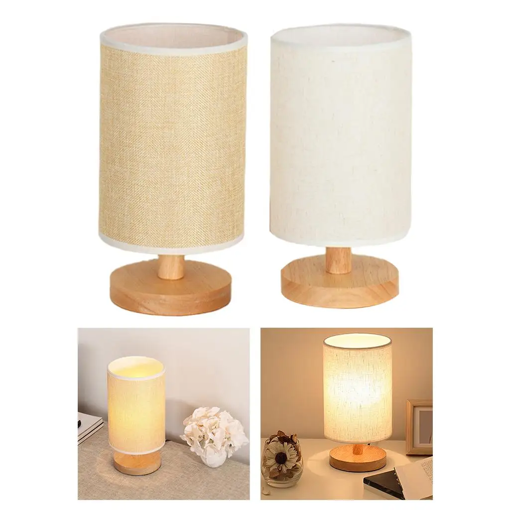 USB Rechargeable Bedside Table Lamp,  with Linen Fabric Shade, LED Modern Desk Light for Home Household Ornament Bulb Included