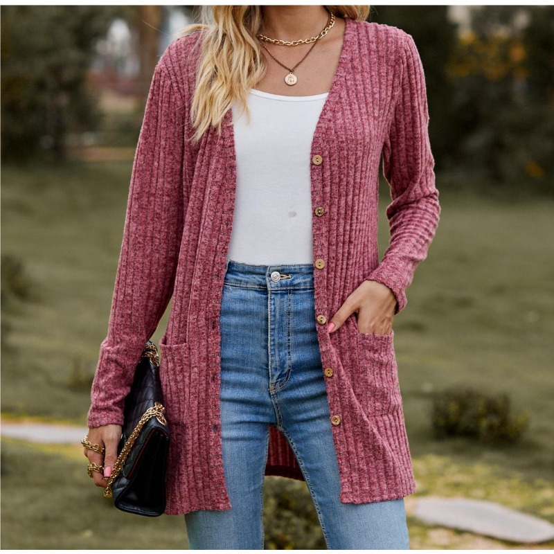 New Women's V-Neck Button Cardigan Jacket