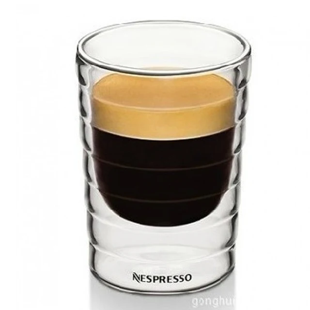 Taza de café Nespresso resistente al calor, vaso de vidrio de doble pared  para té, cerveza, café, bebida fría hecha a mano creativa, transparente -  AliExpress