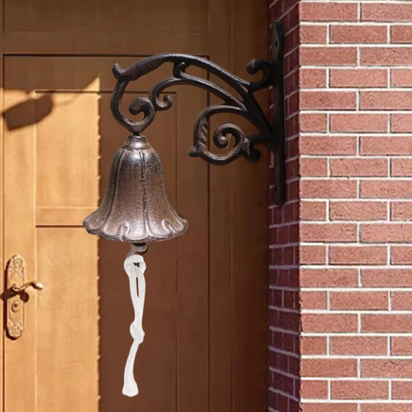 Rustic Cast Iron Hand Bell Iron Cast Dinner Bell Welcome Sign Wall Decorative Accessories Front Doorbell for Outdoor Indoor Wall