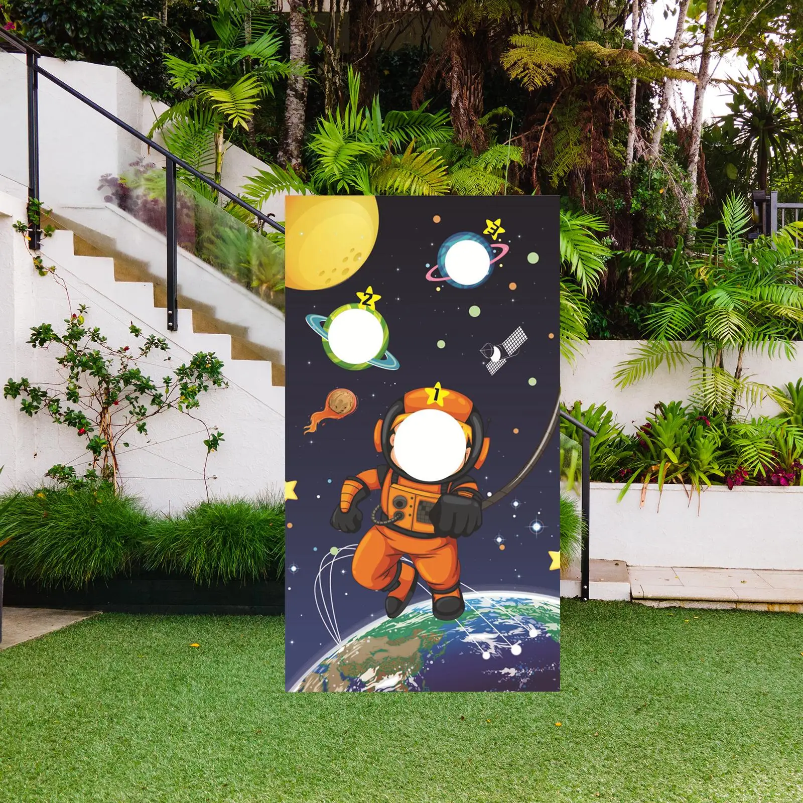 Spaceman Themed Throwing Game Banner for party Easter Kids Adults