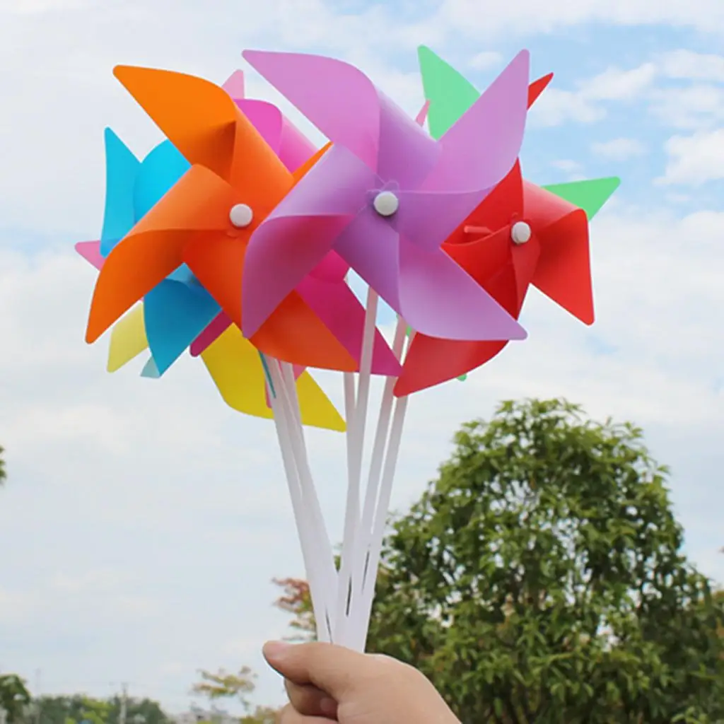 100 Sets Plastic Self-assembly Flower Windmill Garden Camping Decor toys