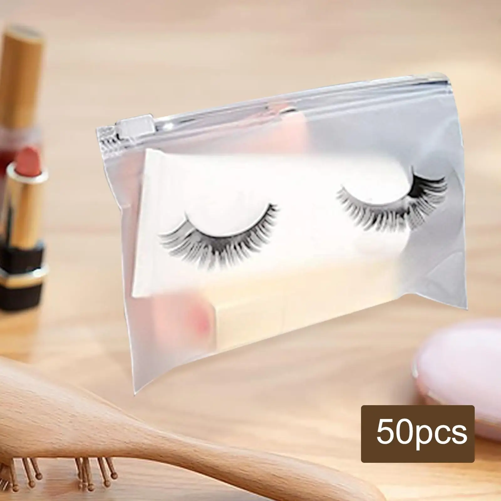 50 Count Lash Bags Eyelash Makeup Bags with Zipper for Clients Eyelash Multi Functional Tool Waterproof Lash Packaging Bags