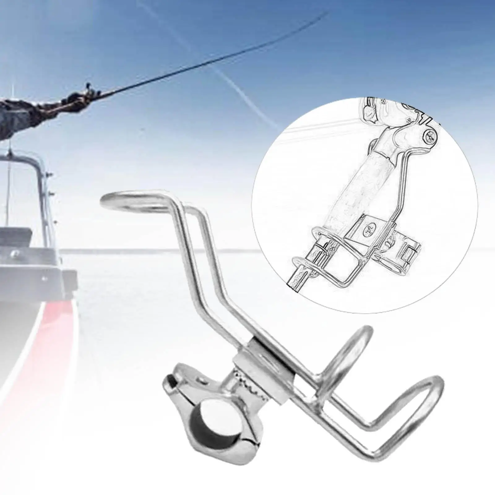 Fishing Rod Holders Stainless Steel Fishing Rod Pole Rack Holder Rail Mounted Clamp on Rod Holder for Fishing Boat Kayak Marine