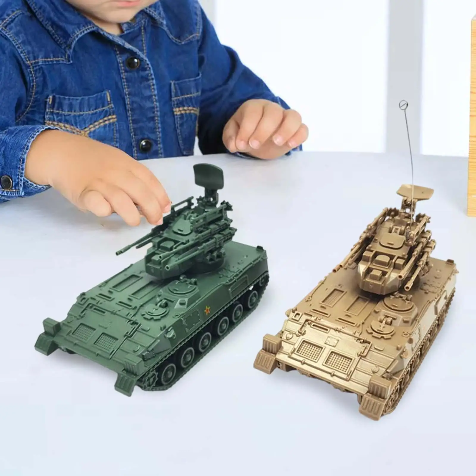 2x 1:72 Scale 4D Tank Model Armored Vehicle Tank Model Puzzle DIY Assemble for Girls Boy Tabletop Decor Children Birthday Gift