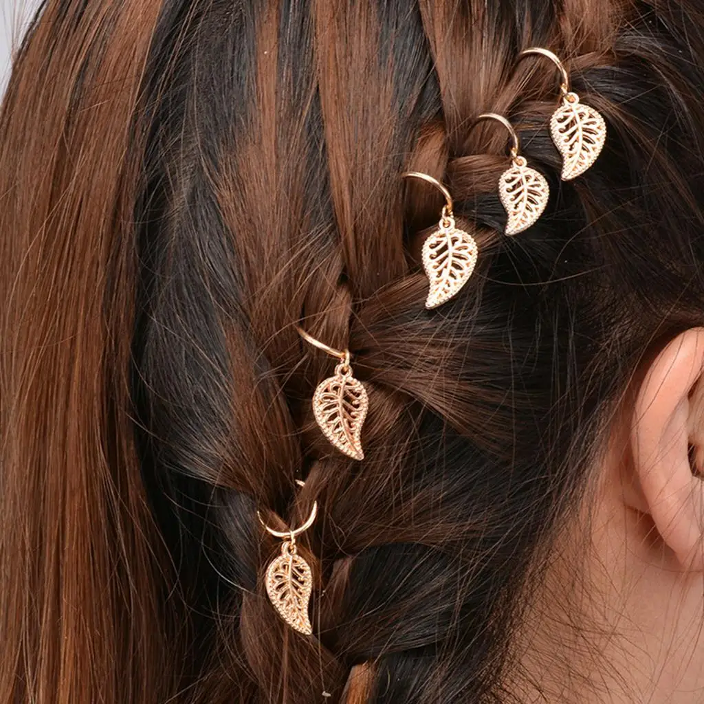 Chic DIY Braid Hairstyle Hair Clips Hair Embellishments with Tassels Leaves
