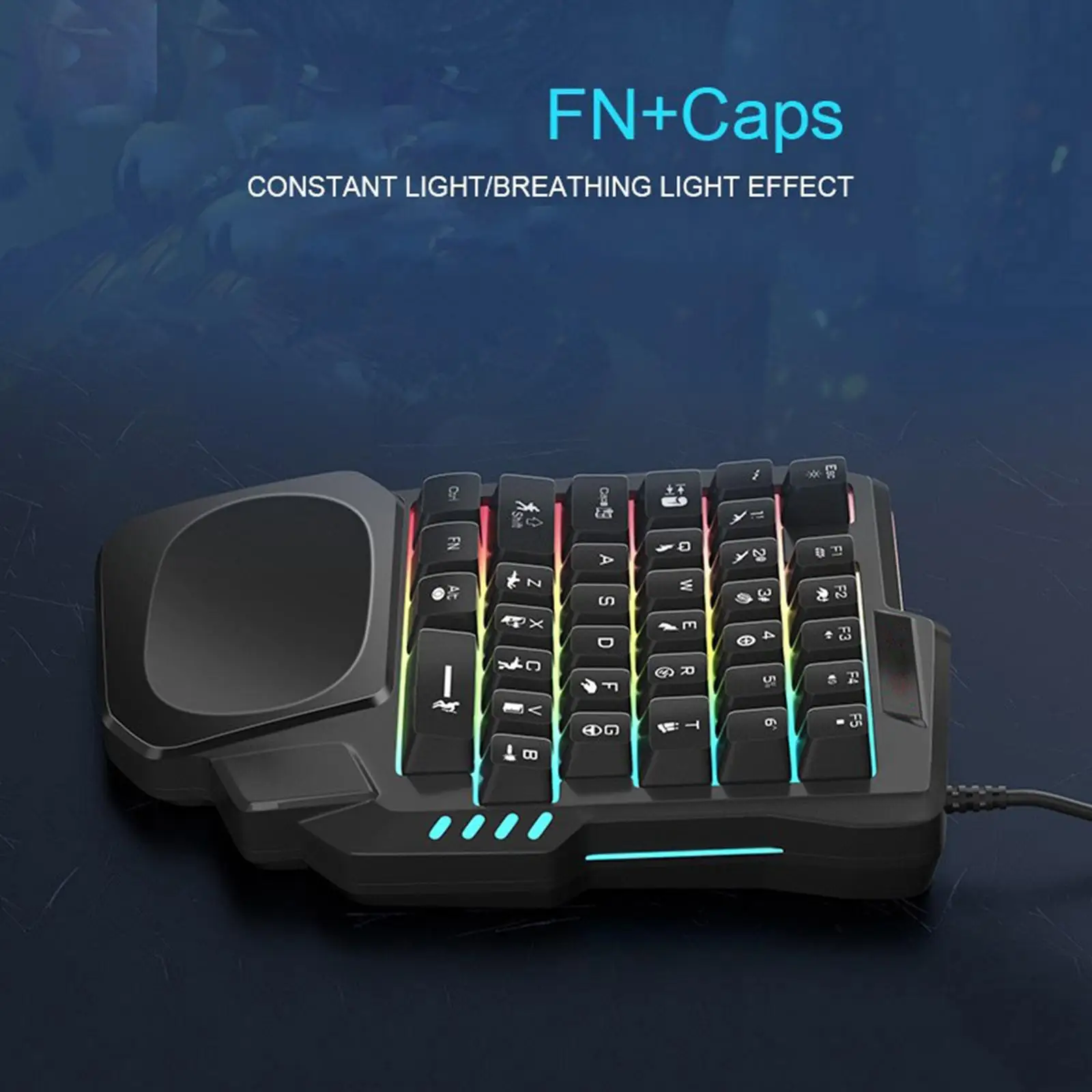 Gaming Keyboard RGB Backlit Compact Single Handed 35 Keys Mechanical with Wrist Rest USB Lightweight Gaming Keypad for Laptop PC
