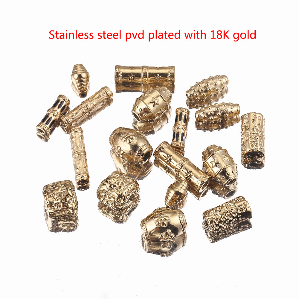 2 stücke Gold-Platte Edelstahl Zylinder Lange Perlen Rohr Casting Spacer Perlen für Schmuck Machen DIY Halskette Armbänder liefert – Detail 4
