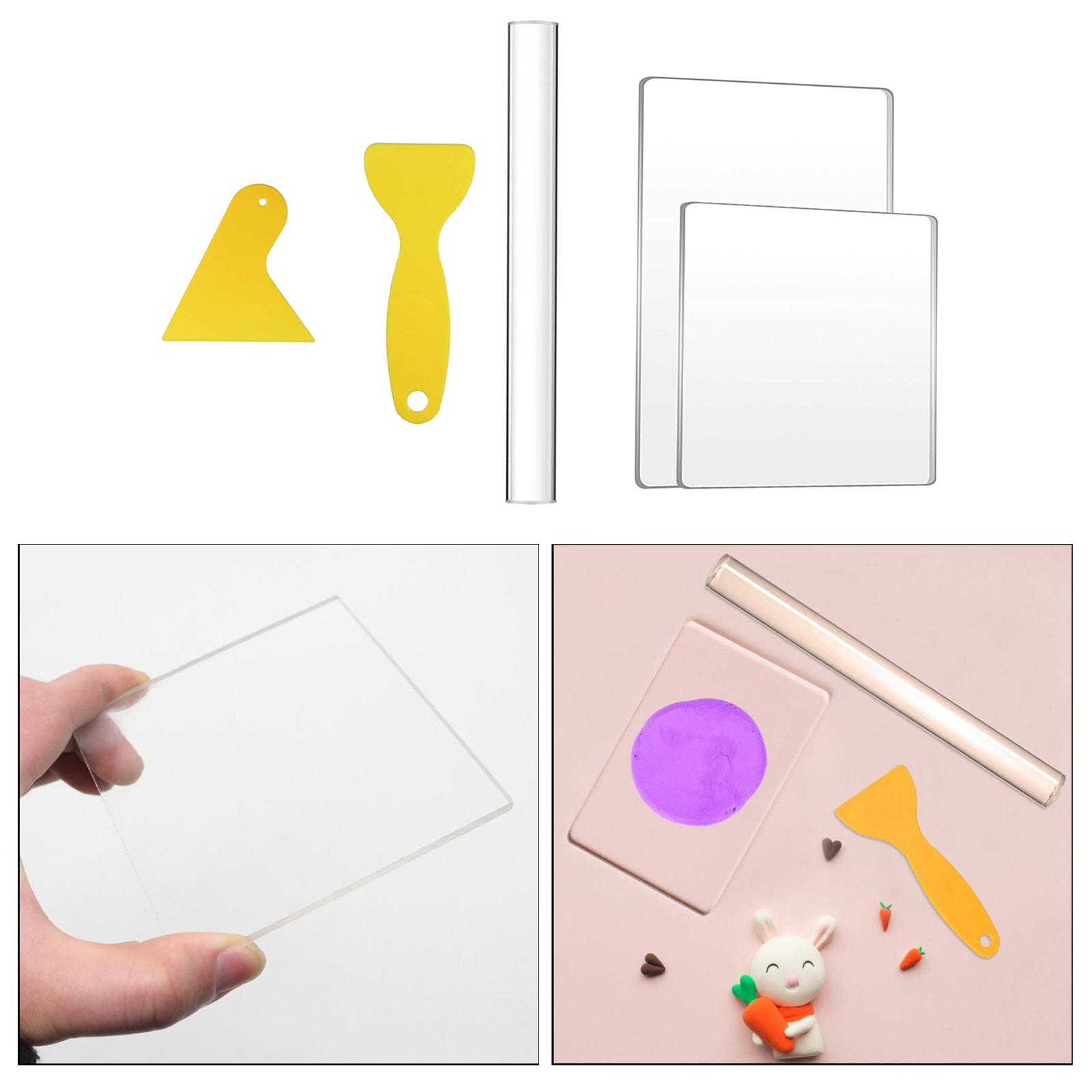 5Pieces Acrylic Clay Roller Set Ceramic Shaping Sculpting Clay Cutter Acrylic Sheet Polymer Clay Tools Pottery Tool
