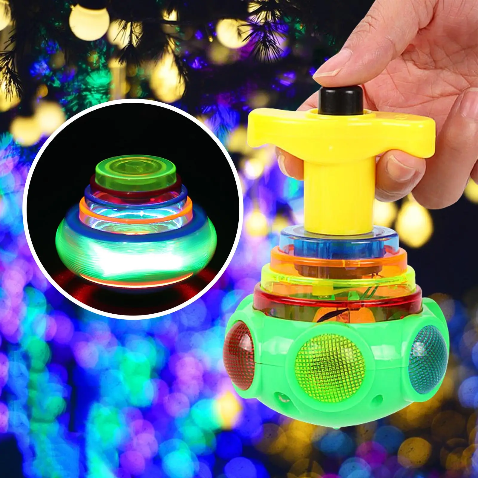 Colorful Gyro Peg Toy Flashing Lights Toy Christmas Kids Gift Spiral