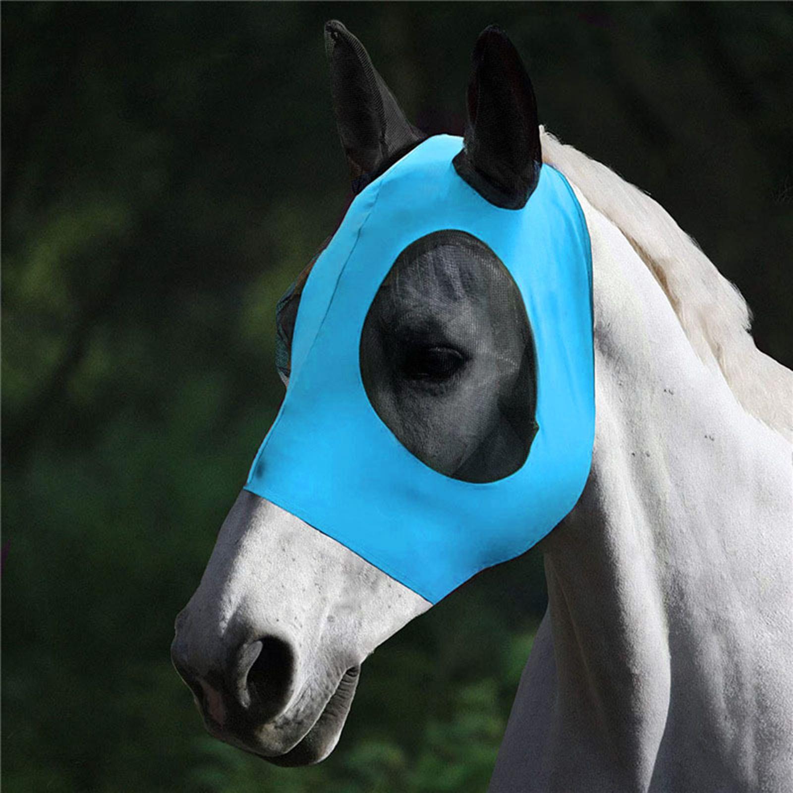 Horse Fly Mask Mesh Veil Horses Mask with Ears Cover Headwear Equine Care