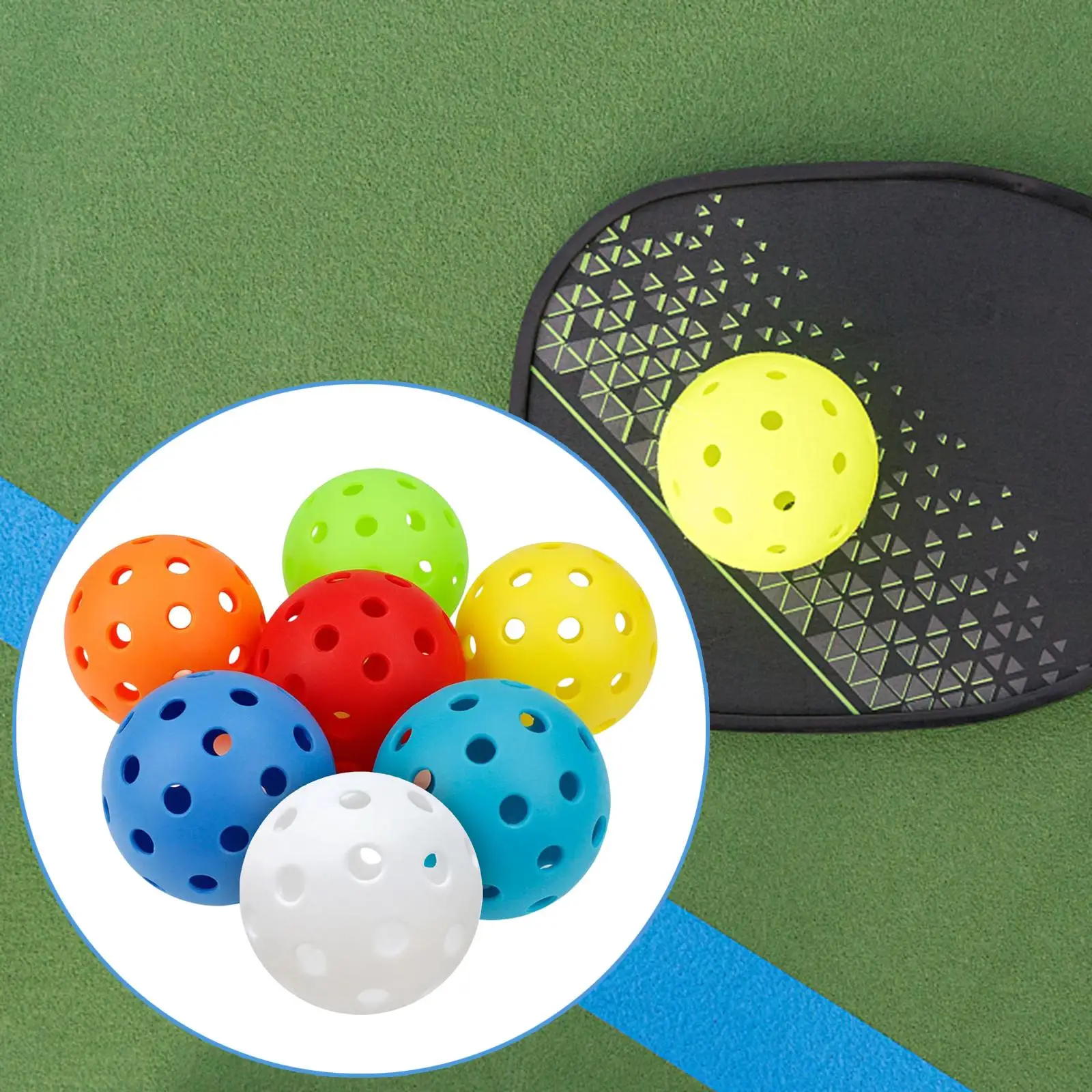 7x Pickleball Balls Hollow Ball 40 Holes 74mm for Sanctioned Tournament Play
