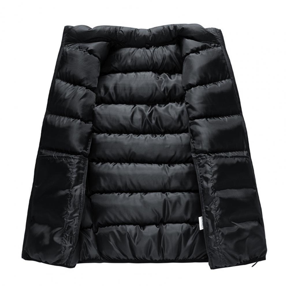 Description Picture 5 of itemMen Winter Vest Thickened Padded Men's Winter Vest Warm Cold Resistant Plus Size Stand Collar Coat with Zipper Closure Men