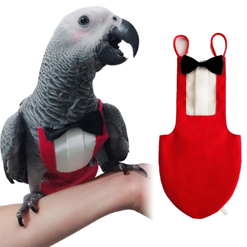 Bird Diaper Flight Suite, schützende Papageienwindeln mit wasserdichter Innenschicht, niedlicher Urin-Nassanzug mit Fliege für – Detail 1