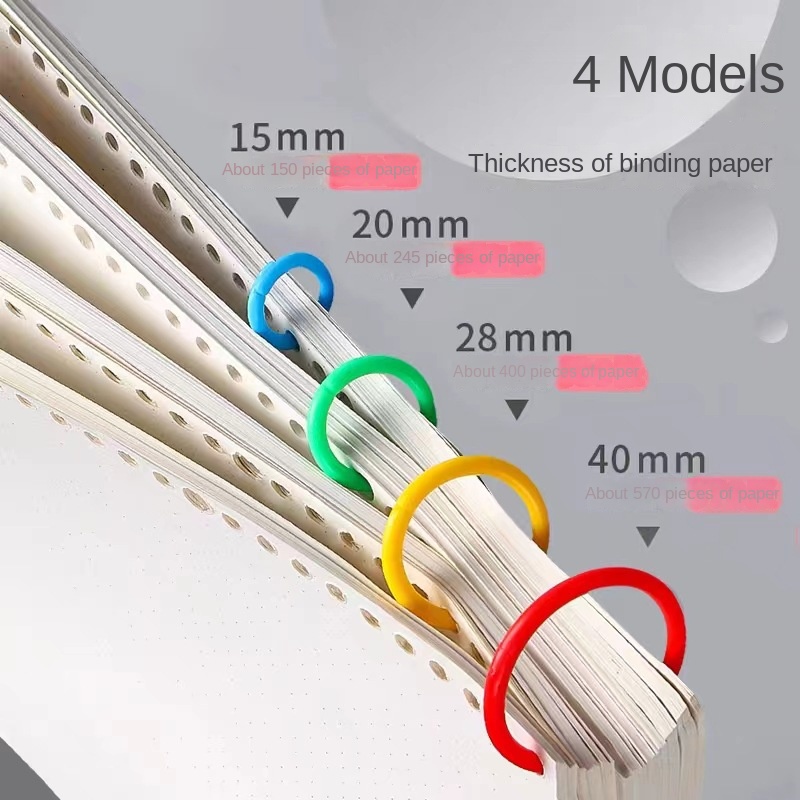 50 Teile/beutel Kunststoff Farben Ringbuch 15mm DIY Alben Lose-blatt Buch Hoops Öffnung Büro Bindung Supplie Fotoalbum – Detail 5