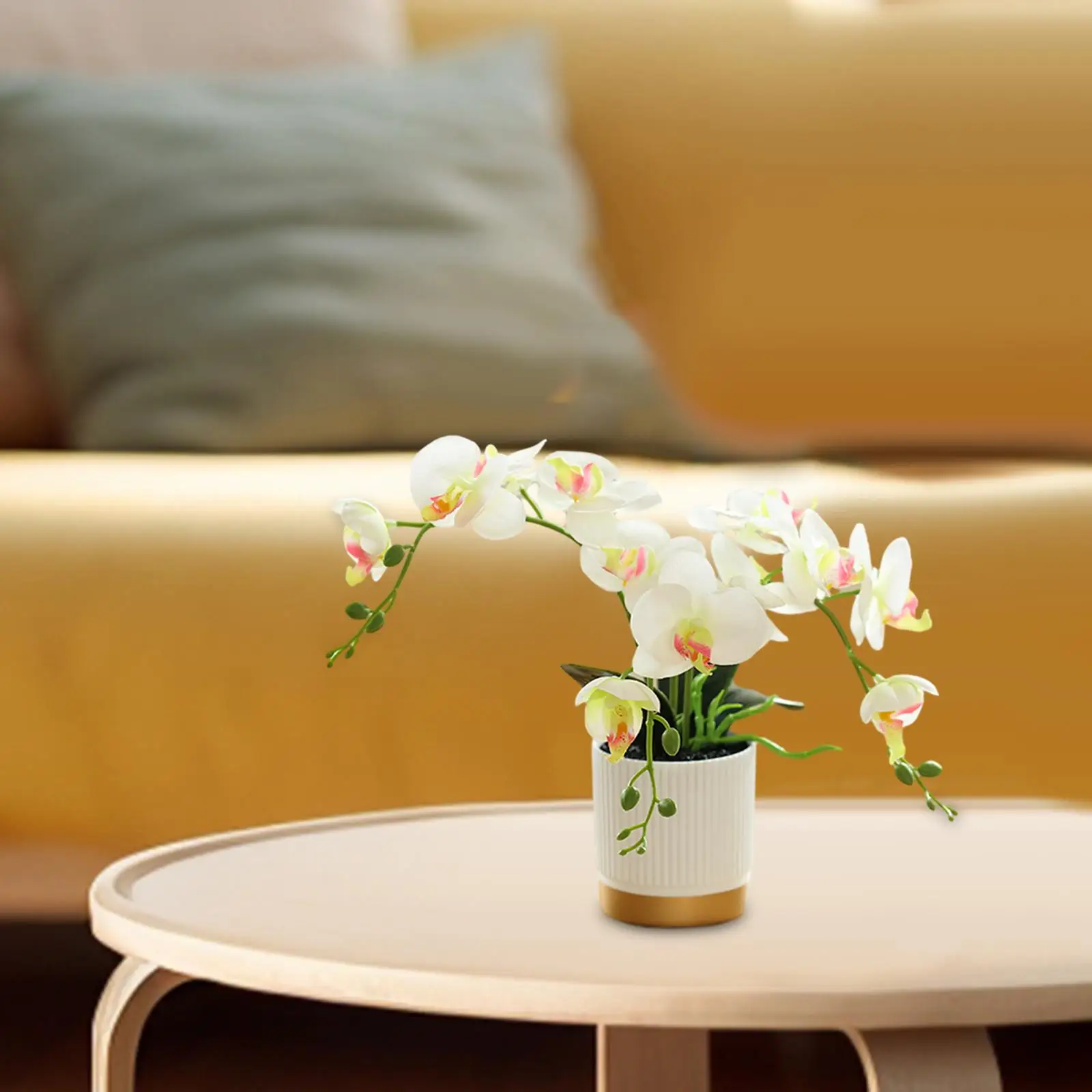 Artificial Flower in Pot Faux Orchid for Living Room Spring Festival Garden