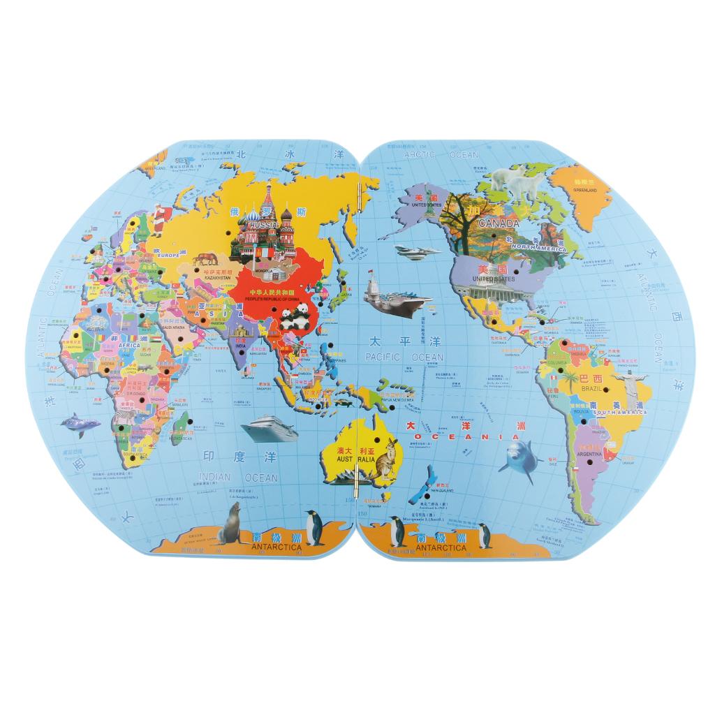 Wooden World and 36 Flags Matching Geography Kids Educational Toy