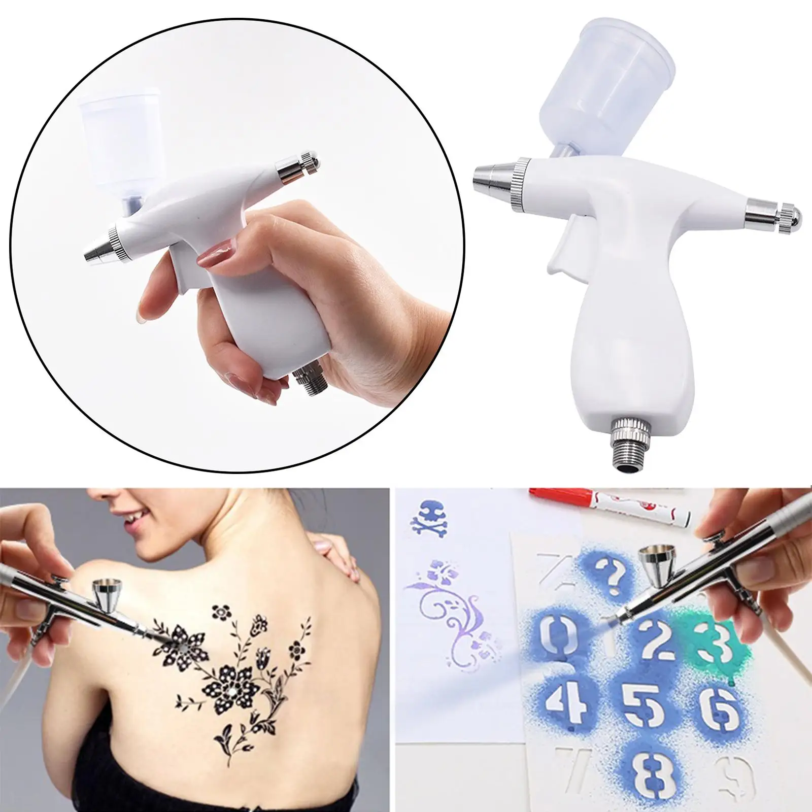 Handheld Airbrush Spray Gun 20ml Capacity 0.4mm Nozzle 1/8 Connector Airbrush Nozzle for Makeup Manicure Model Painting Nail Art