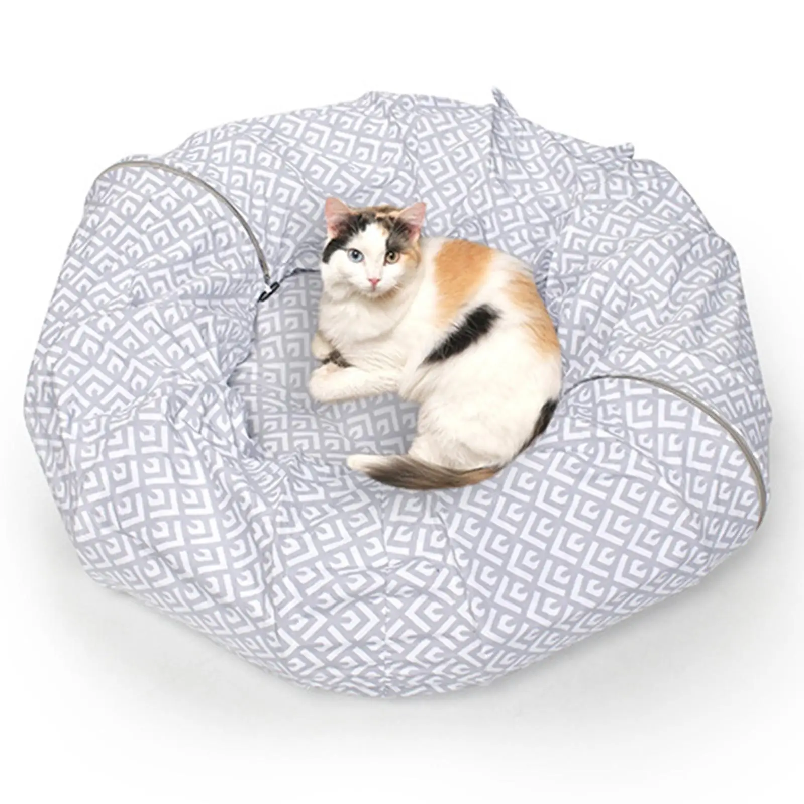 Cat Tunnels Bed Collapsible with Detachable Cushion Portable Maze Pet Interactive Toys Cat Tunnel Tube Toy for Puppy Guinea Pig