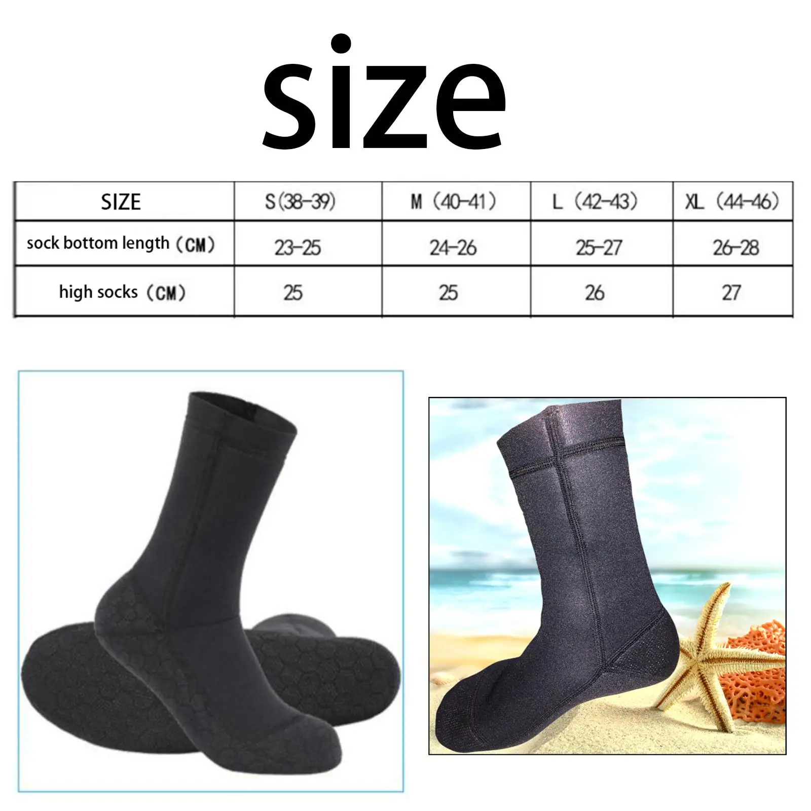 3mm Neoprene Scuba Socks Diving Socks Booties Beach Socks Warm Sand Proof for Kayaking Swimming Snorkeling Women Men