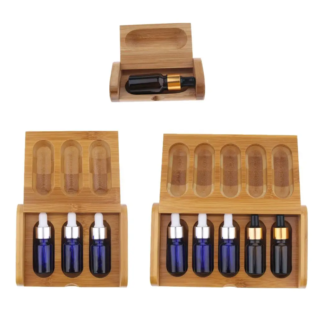 Fragrance Essential Oil Perfume Wooden Box Case Storage Display Holder