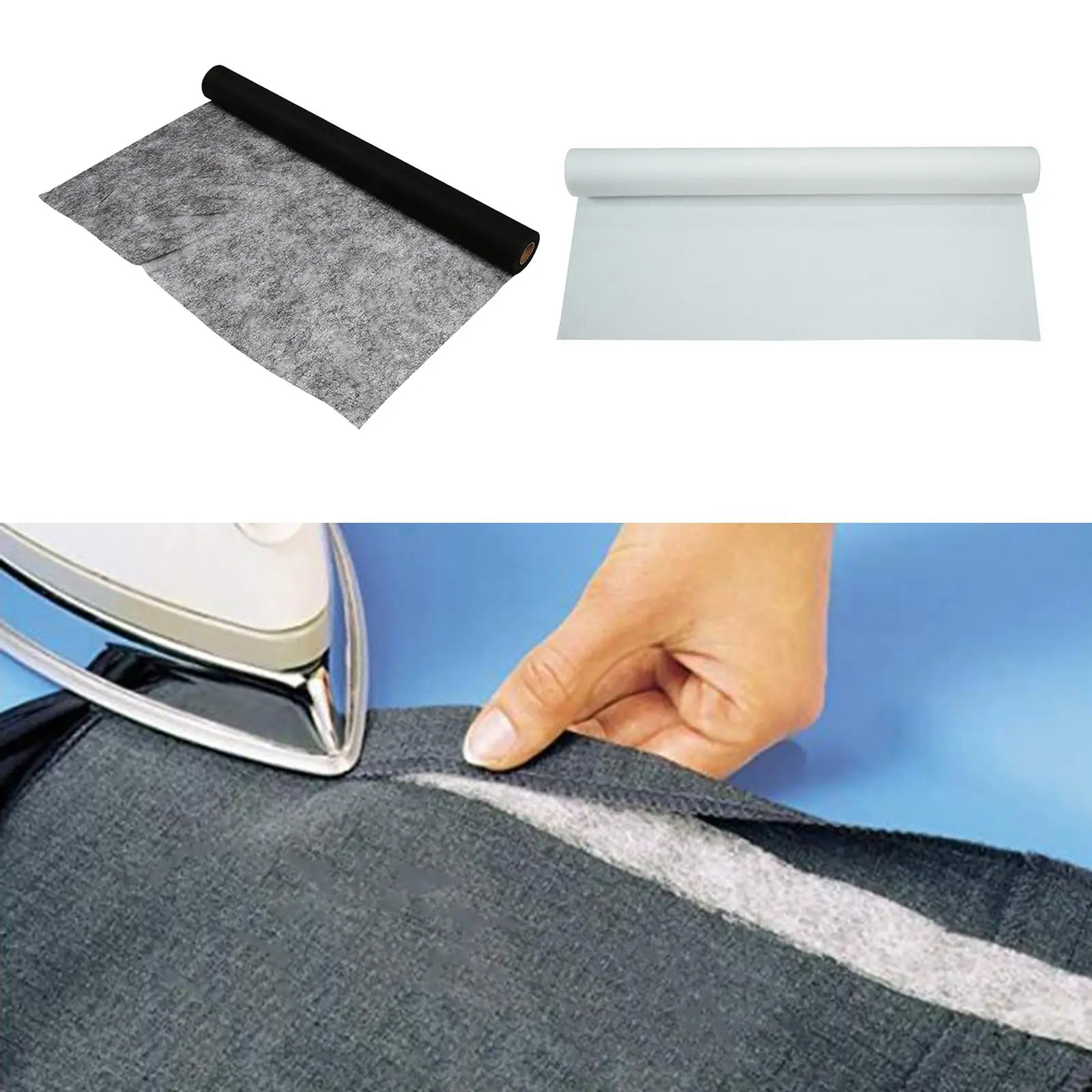 Fixing Liners, Non-Woven Polyester Bonding Fabric Double Sided Iron on Bonding for DIY Supplies (44 Inches X 6.6 Yards)