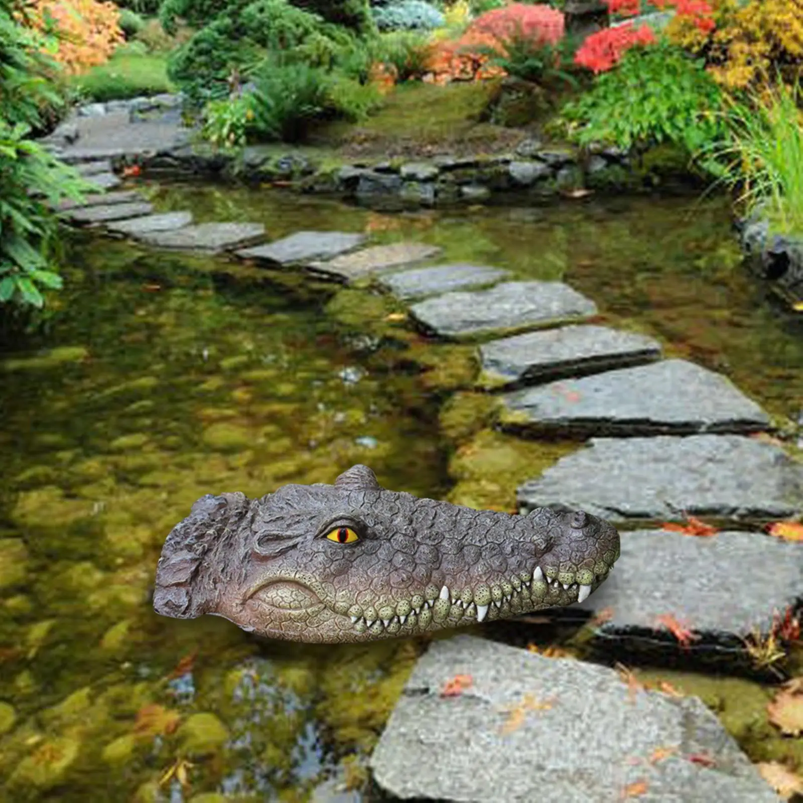 Simulation Floating Crocodile Head Deterrent Ducks Water Decoy Prank Toy Gator Head for Pond Patio Garden Ornament Decoration