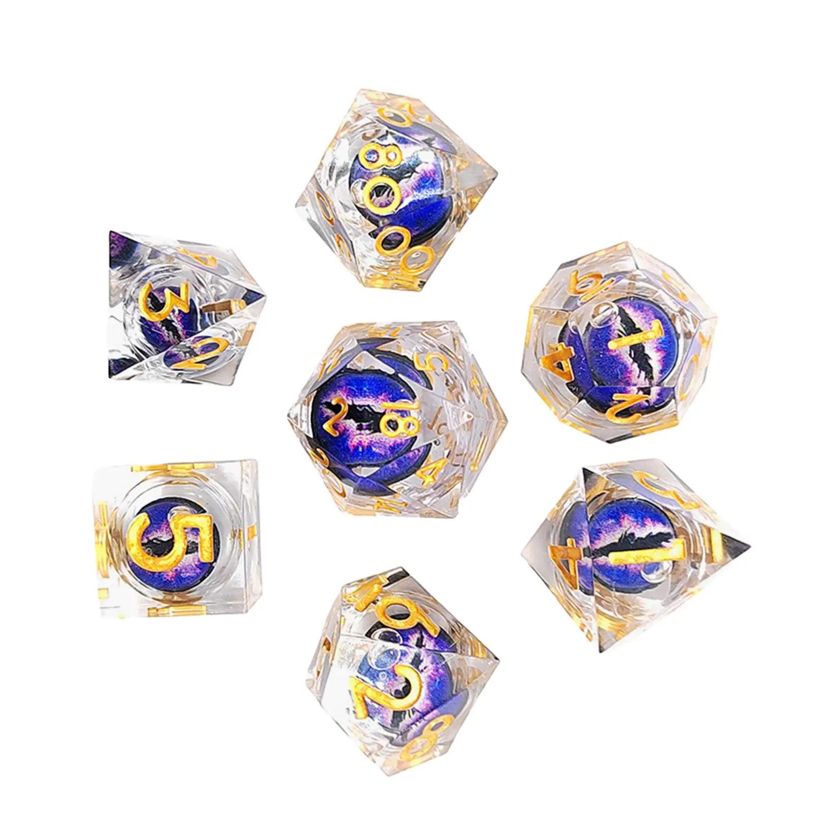Polyhedral Eye Game Dice 7 Pieces Set Wear Resistant Versatile Smooth Surface Collection Accessories for Business Trip
