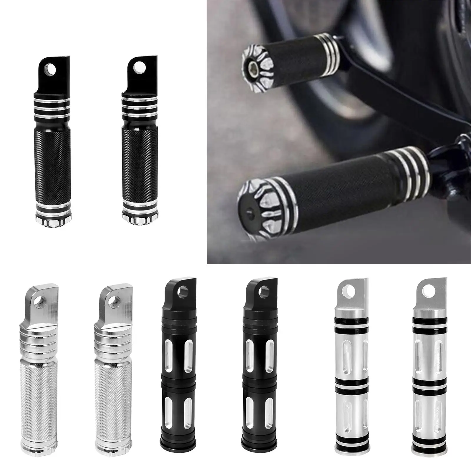 2Pcs Motorcycle Rear Foot Pegs Rest Pedals for  Street