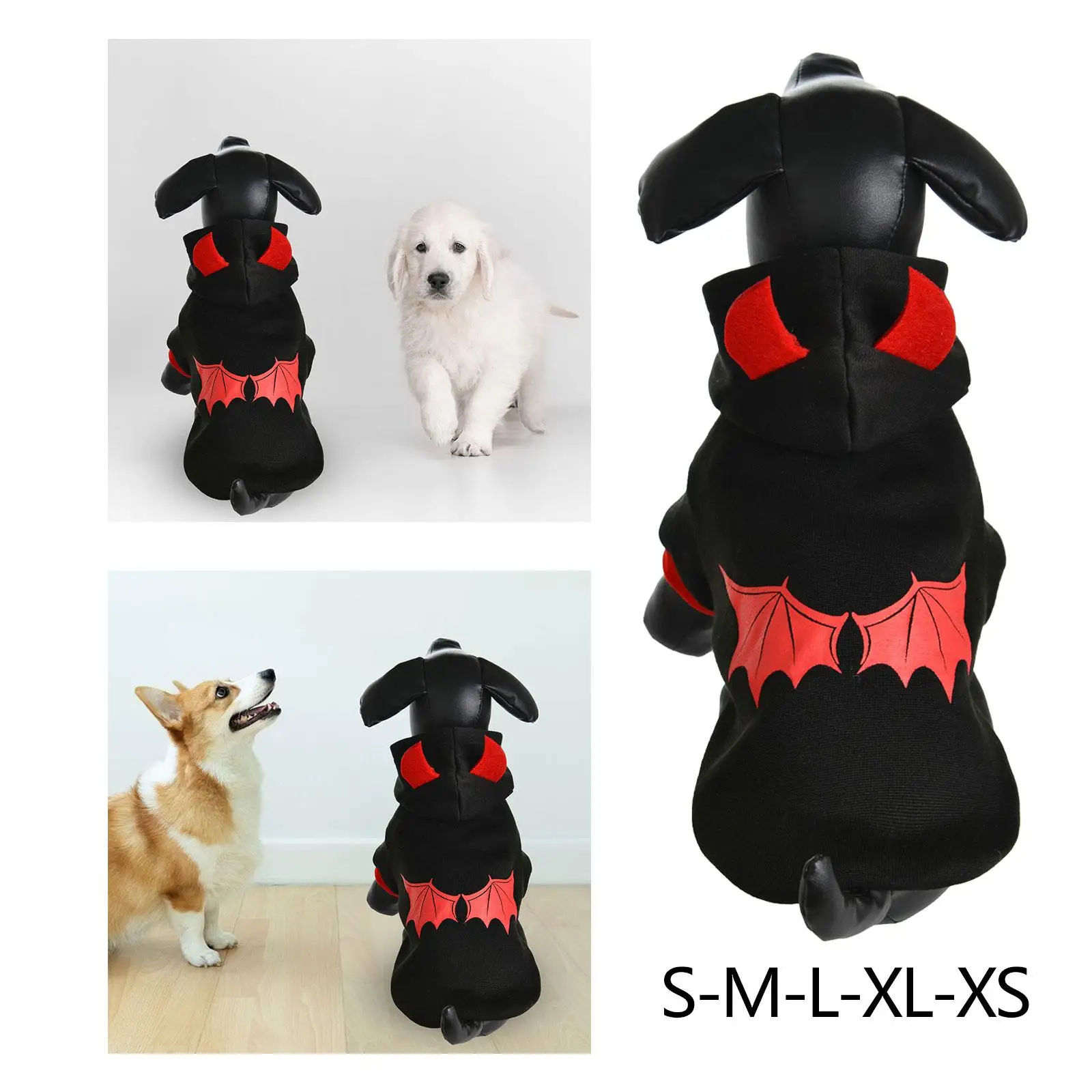 Pet Cosplay Costume with Tail Bodysuit Dog Winter Warm Hoodie Puppy Hoodie for Medium Large Dogs Party Supplies Holiday