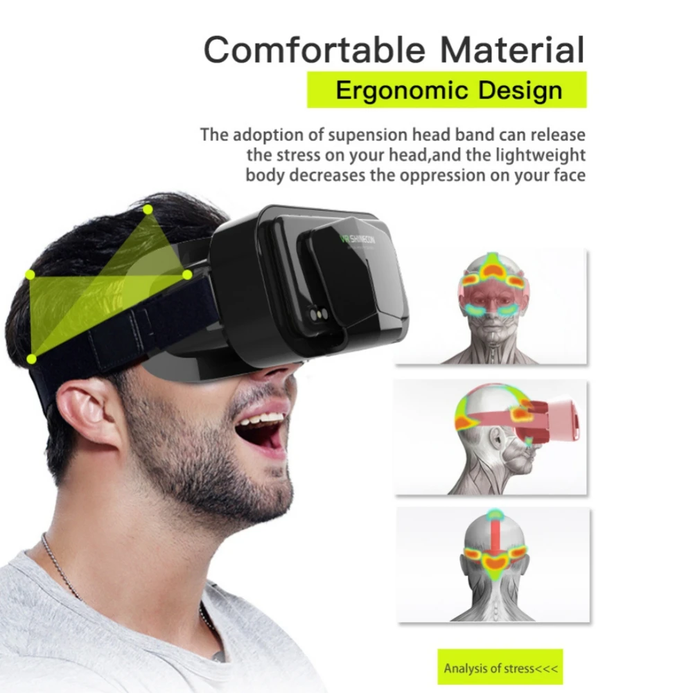 Smart VR Glasses for IOS Android 4.7-7.2" Smartphone 3D Virtual Reality Glasses Helmet Movie&Game VR Headset with Remote Control