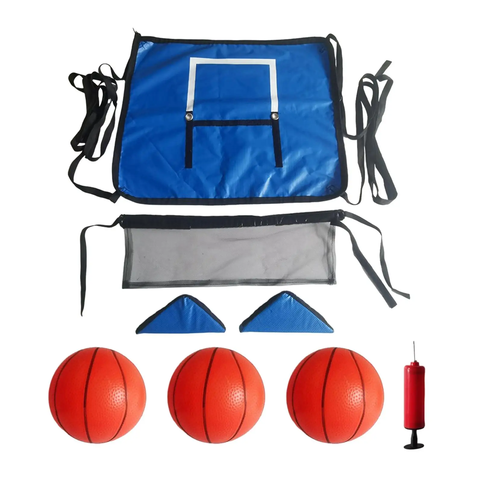 Trampoline Basketball Hoop with Pump and Ball Waterproof with Connection Ropes Sun Protection Easy Install Lightweight Backboard