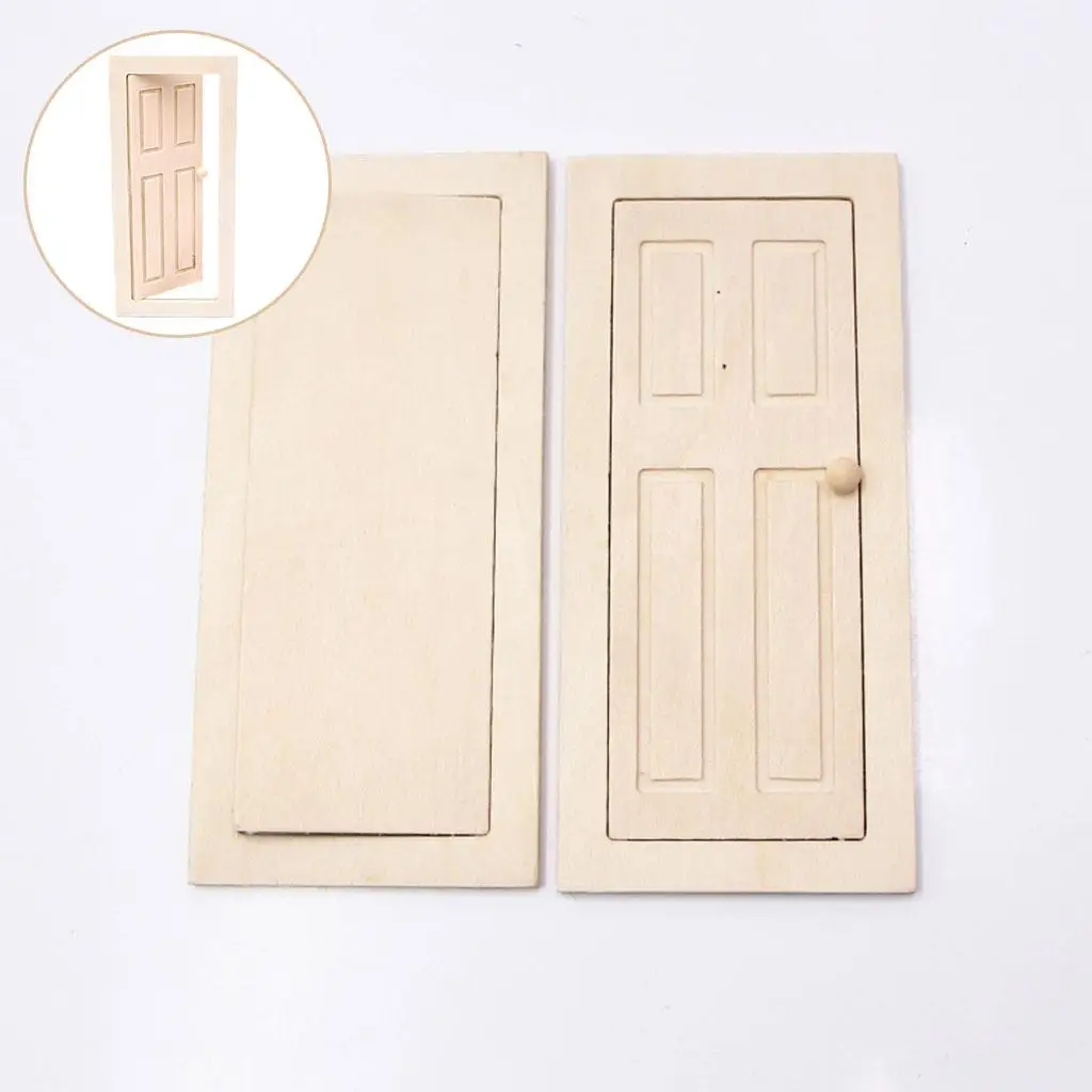 1/12 Dollhouse Door 4 Panel Accessories DIY Doll Home Scene for Children